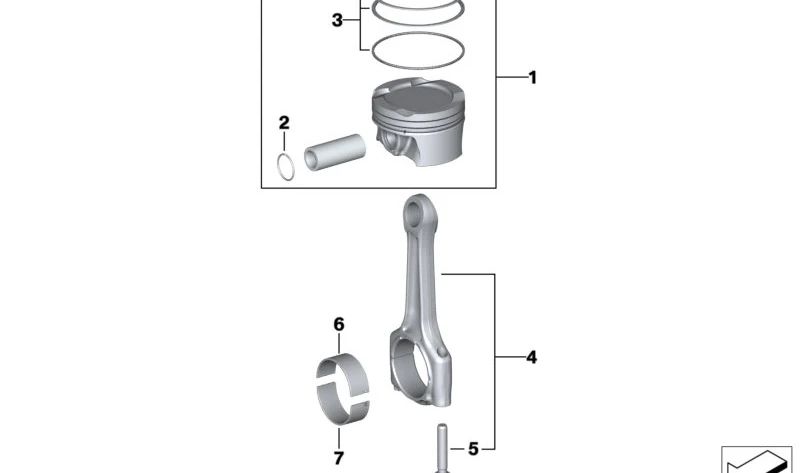 Juego de bielas OEM 11248623419 para BMW F20, F21, F22, F23, F30, F31, F34, G20, G21, F32, F33, F36, G30, G31, G32, G11, G12, G14, G15, G16, G01, G02, G05, G06, G07, G29. Original BMW.