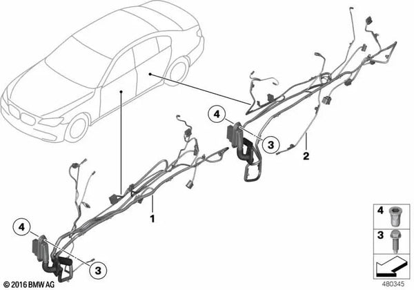 Cableado de puerta lado del conductor para BMW F01N, F02N (OEM 61129302929). Original BMW