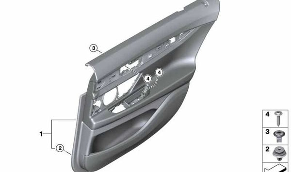 Panel interior de puerta trasera derecha en cuero OEM 51427448320 para BMW Serie 7 (G11, G12). Original BMW.