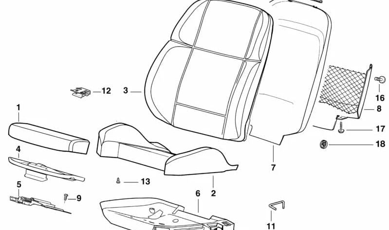 Tapa del Reposabrazos para BMW Serie 3 E36 (OEM 52108130755). Original BMW.