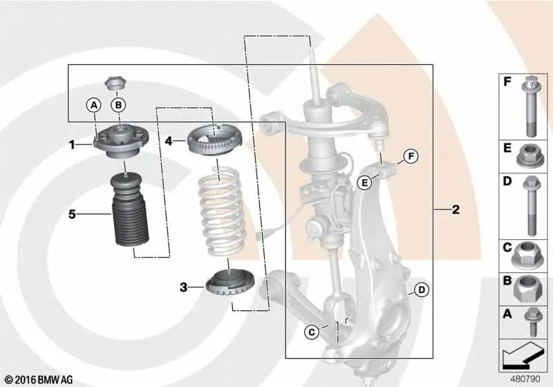 Soporte para BMW Serie 5 F10, F18, F18N, Serie 6 F06, F06N (OEM 31306795083). Original BMW