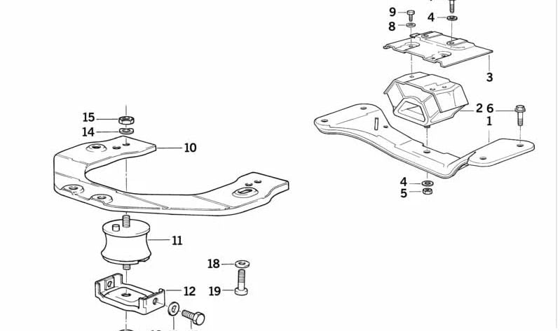 Soporte de cojinete para BMW Serie 3 E36, Serie 5 E34 (OEM 24701141633). Original BMW