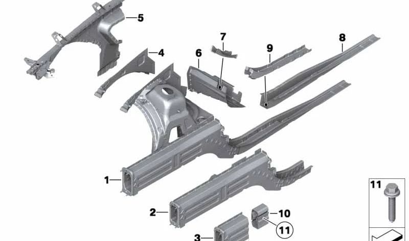 Front left fender support for BMW E84 (OEM 41002993117). Original BMW