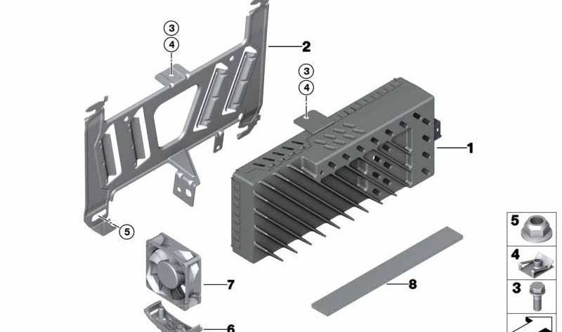 Audio Amplifier Bracket for BMW 3 Series F30, F31, F34, F35, 4 Series F32, F33, F36, F82N (OEM 65159235506). Original BMW