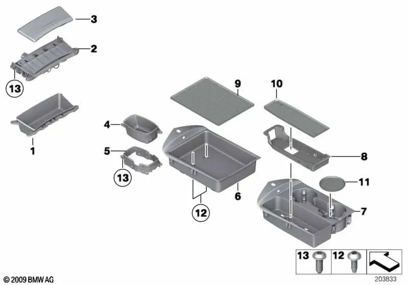 Alfombrilla para teléfono para BMW E89 Z4 (OEM 51169174846). Original BMW.