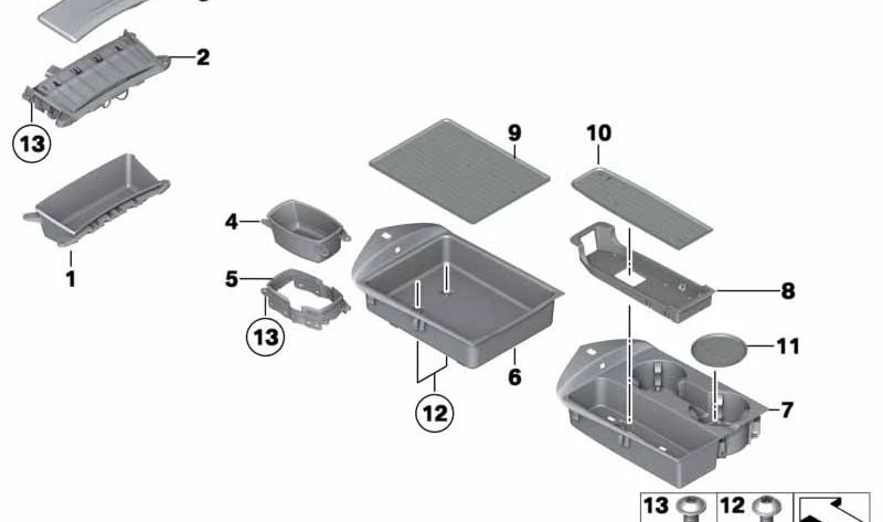 Compartimento Portavasos Consola Central para BMW Z4 E89 (OEM 51169181226). Original BMW