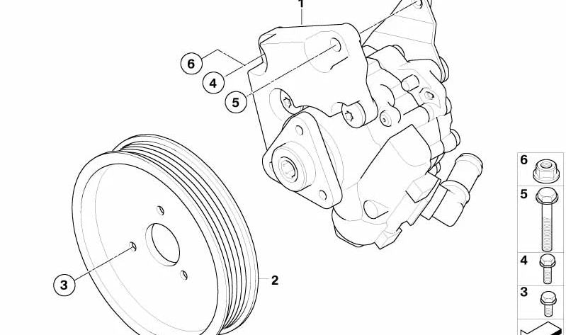 Bomba de dirección asistida para BMW E60, E61, E63, E64 (OEM 32416762158). Original BMW