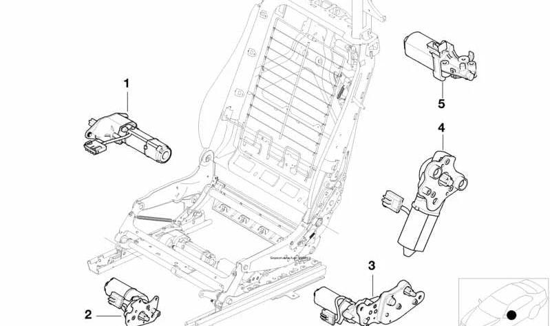 Motor de ajuste de altura del asiento derecho para BMW Serie 3 E46 (OEM 67667036010). Original BMW