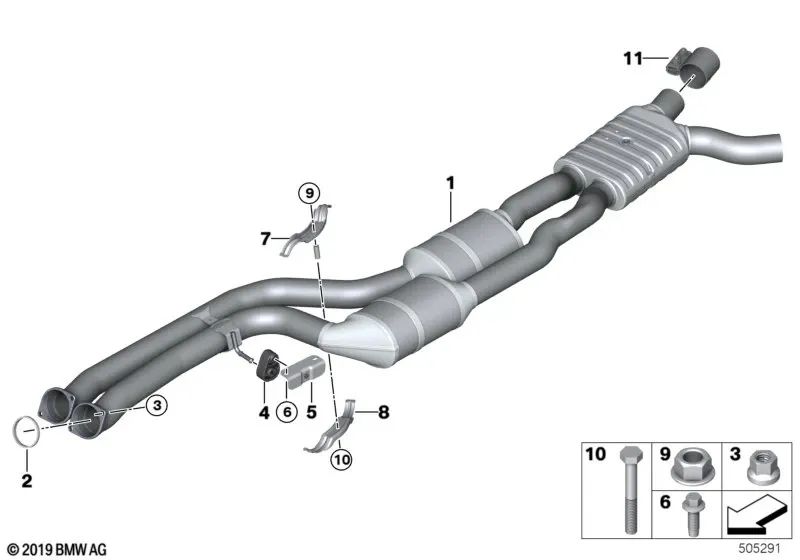 Abrazadera inferior para BMW F87N (OEM 18308747476). Original BMW