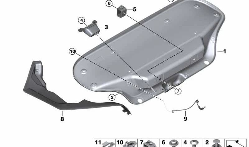 Cubierta canal de agua izquierda OEM 51497456943 para BMW G29 (Z4). Original BMW.