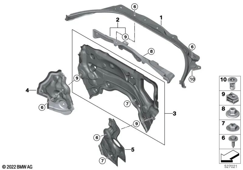 Parte inferior del panel frontal derecho para BMW Serie 7 G12, G12N, G70 (OEM 51717347028). Original BMW