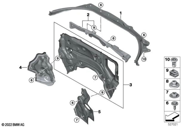 Parte inferior del panel frontal derecho para BMW Serie 7 G12, G12N, G70 (OEM 51717347028). Original BMW