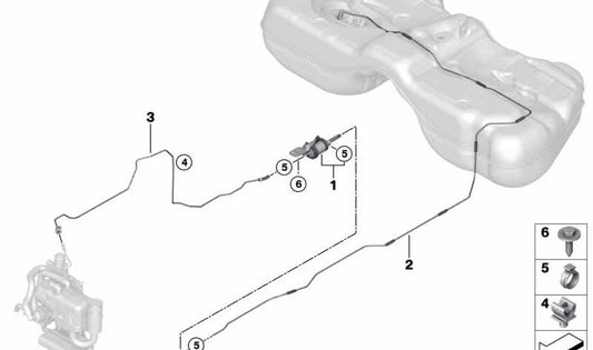 Tubo de aspiración de combustible para BMW G32, G32N (OEM 64129320485). Original BMW