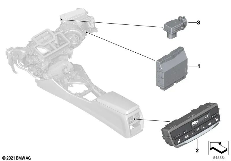 Panel de Control de Climatización Trasero para BMW G42, G20, G21, G28, G80, G26, G82, G83 (OEM 61315A3BBF5). Original BMW.