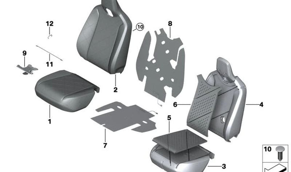 Espuma de soporte para ventilación de asiento izquierdo OEM 52109108689 para BMW Serie 5 (G30, G31), Serie 6 (G32). Original BMW.