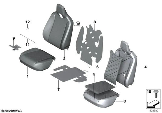 Funda de Asiento de Cuero Derecha para BMW I20 (OEM 52105A04E06). Original BMW.