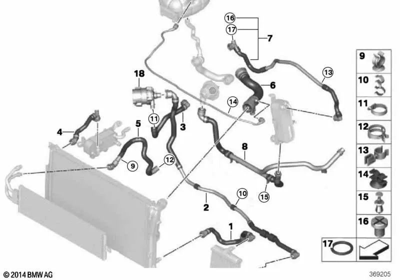 Manguera de refrigerante para BMW F22, F30 (OEM 17127627106). Original BMW