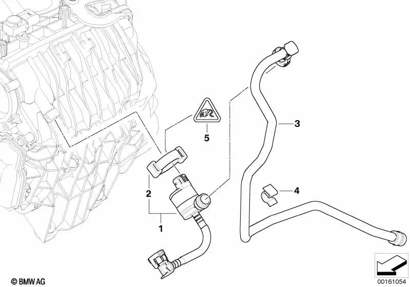 Conducción de ventilación del tanque para BMW E81, E82, E87N, E88, E90, E90N, E91, E91N, E92, E92N, E93, E93N (OEM 13907550399). Original BMW