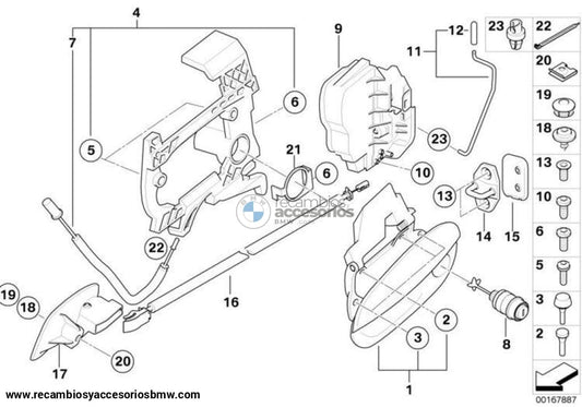 Cable Bowden Cerradura Puerta Delantera Para Bmw Z4 E85 E86 . Original Recambios