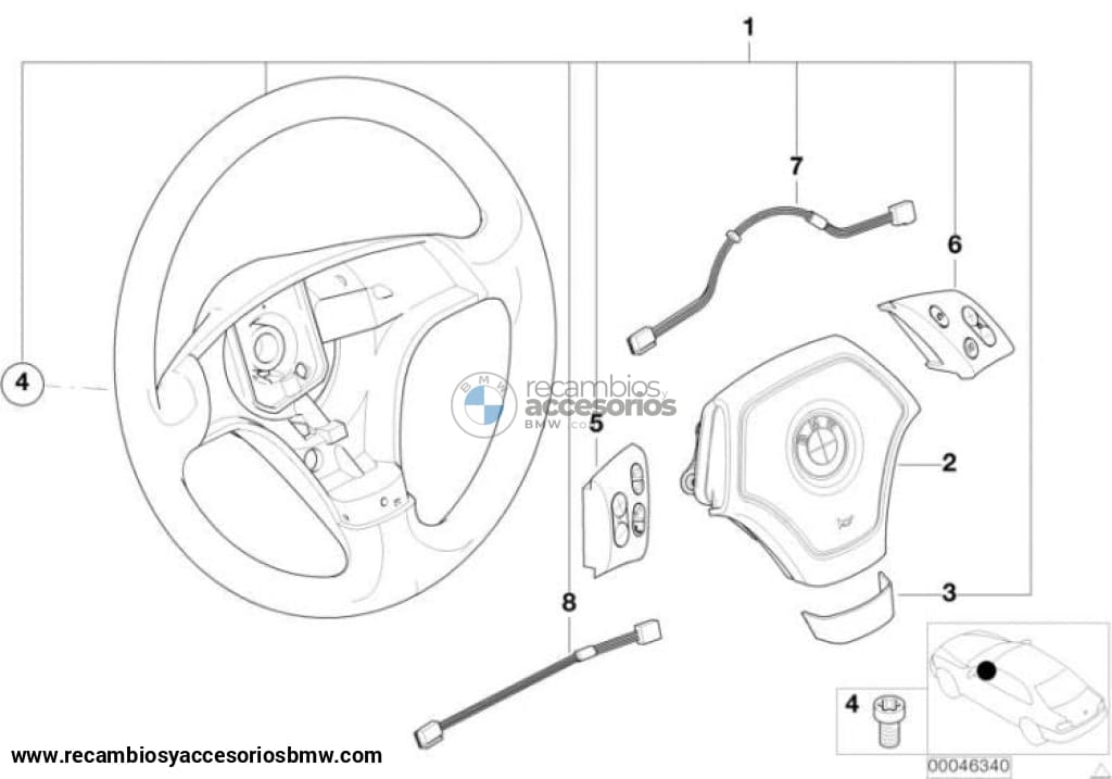 Cable De Conexión Interruptores Volante Multifuncion Para Bmw E46. Original Recambios