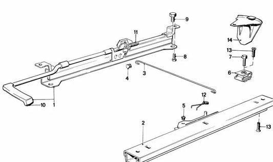 Carril de asiento largo interior izquierdo para BMW Serie 3 E21 (OEM 52101900993). Original BMW