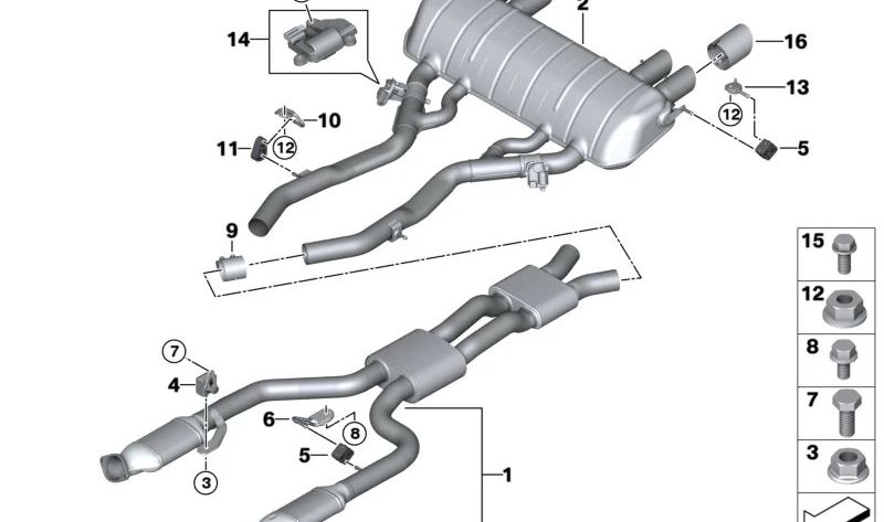 Rear right silencer bracket for BMW 2 Series G87 (OEM 18307884219). Original BMW