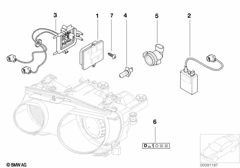 Unidad de Control de Luz Xenón para BMW E46, E63, E64, E83, MINI R50, R52, R53 (OEM 63127176068). Original BMW.