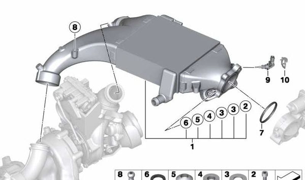 Cojín para BMW Serie 5 F10, F11, Serie 7 F01N, F02N, X5 E70N, F15, X6 E71, F16 (OEM 11658517271). Original BMW