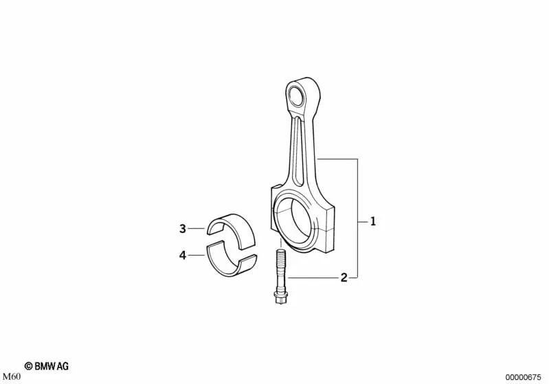 Biela de fisura para BMW E34, E39, E32, E38, E31, E53 (OEM 11241725809). Original BMW.