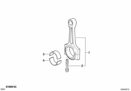 Biela de fisura para BMW E34, E39, E32, E38, E31, E53 (OEM 11241725809). Original BMW.