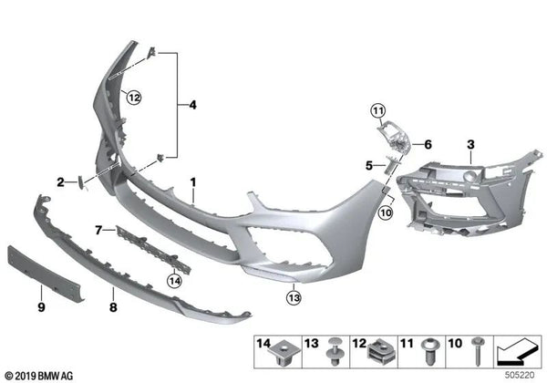 Tapa del gancho de remolque delantero imprimada para BMW F91, F92, F93 (OEM 51118099336). Original BMW.