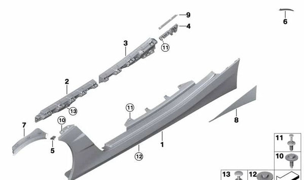 Embellecedor de guardabarros delantero derecho OEM 51127490776 para BMW G29 (Z4). Original BMW