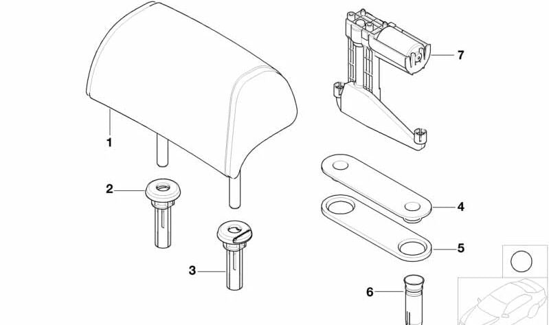 Kopfstützenführung für BMW 7er E65, E66, F01, F02, F04 (OEM 52207056987). Original BMW