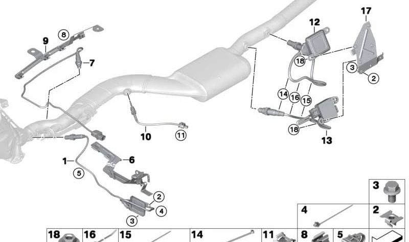 Soporte para cable de sonda lambda OEM 13628517905 para BMW F20, F21, F22, F23, F30, F31, F34, F32, F33, F36. Original BMW.