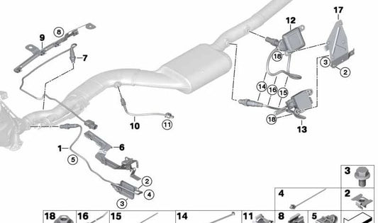 Supporto per cavi Lambda OEM 13628517905 per BMW F20, F21, F22, F23, F30, F31, F34, F32, F33, F36. BMW originale.