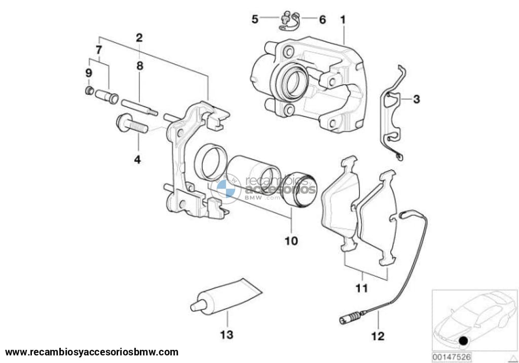 Caja Para Silla De Freno Delantero Bmw E60 E61. Original Recambios