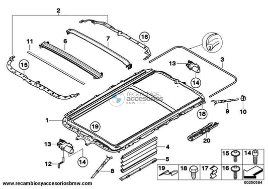 Canaleta De Agua Delantera/Trasera Techo Corredizo Para Bmw E53 E91 . Original Bmw. Recambios