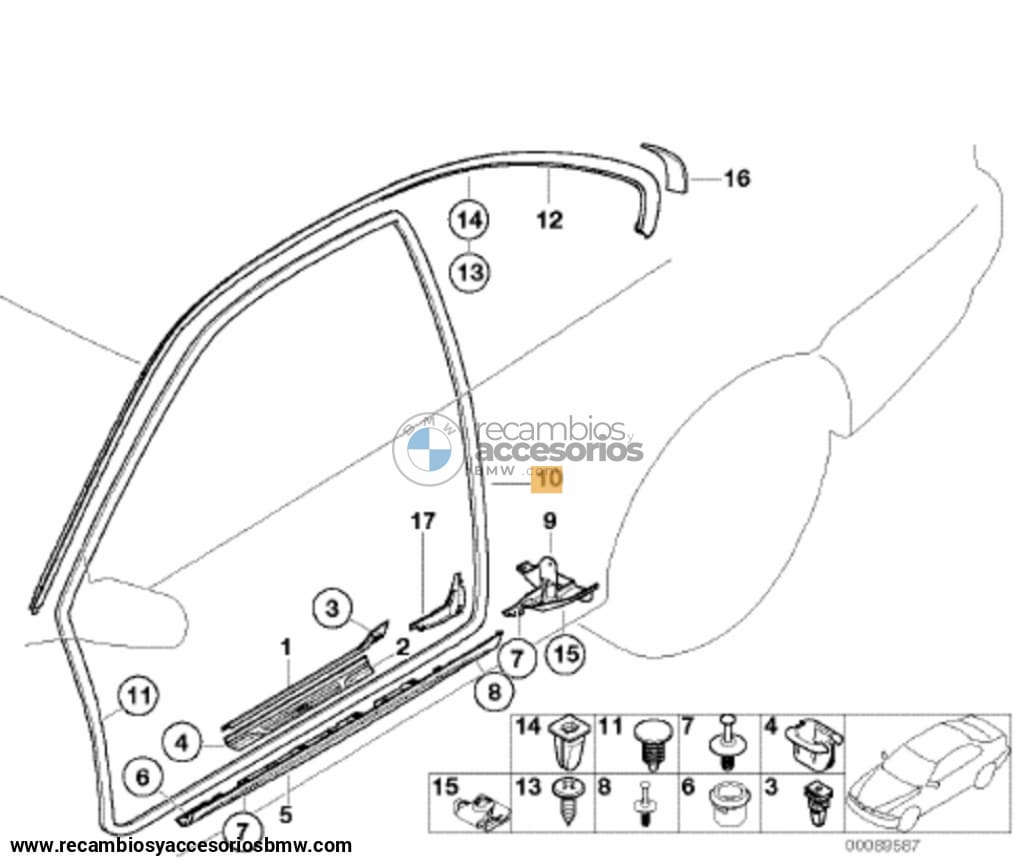 Cantonera/junta De Goma Las Puertas Delanteras Bmw E46 Coupe Y M3. Original Recambios