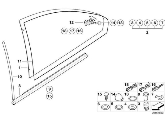 Caperuza Cobertera Interior Cristal Ventanilla Trasera Para Bmw Coupé E46. Original Recambios