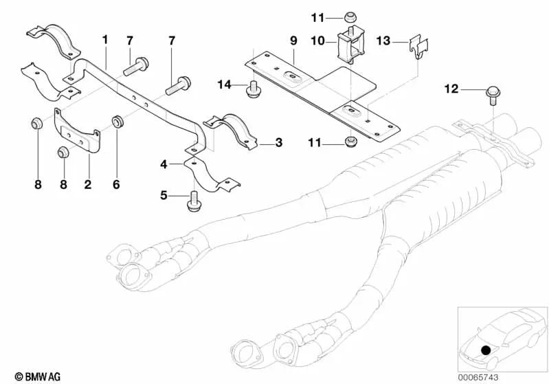 Abrazadera de tubo para BMW Z8 E52 (OEM 18307831024). Original BMW