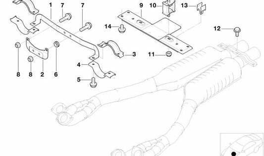 Soporte de unión escape OEM 18107830860 para BMW E52 (Z8). Original BMW.