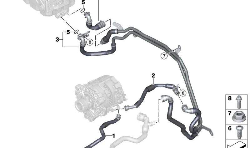 Tubo de conexión generador-arranque a batería OEM 17129485212 para BMW G30, G31. Original BMW