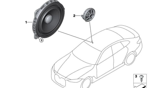 Altavoz de Tono Medio Estéreo para BMW Serie 3 G20, G21, G28, Serie 4 G22, G23, G26, Z4 G29 (OEM 65132622560). Original BMW