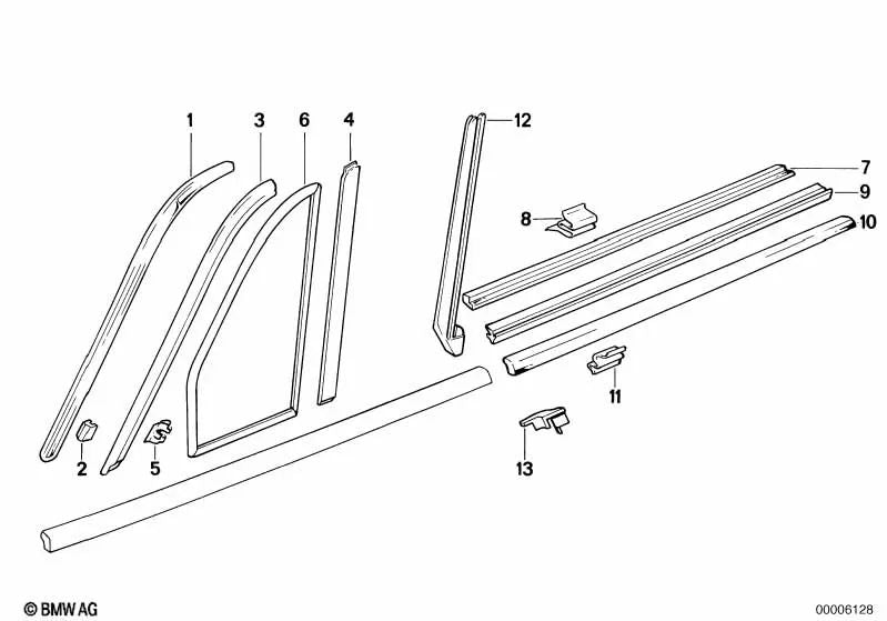 Moldura de Canaleta de Lluvia Izquierda para BMW Serie 3 E30 (OEM 51131932807). Original BMW