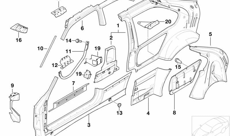 Soporte de unión del canal del parabrisas izquierdo OEM 41218119799 para BMW E36. Original BMW.