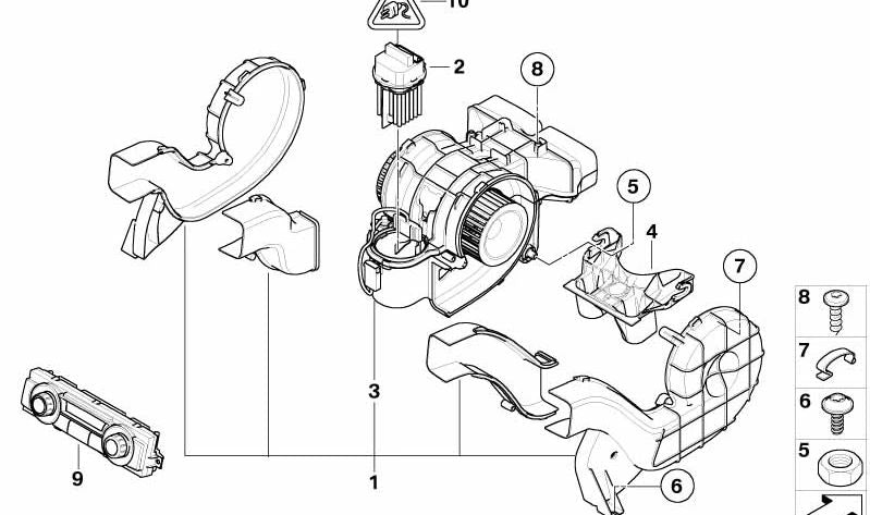 Motor del ventilador con carcasa OEM 64119139196 para BMW X6 (E71, E72). Original BMW.