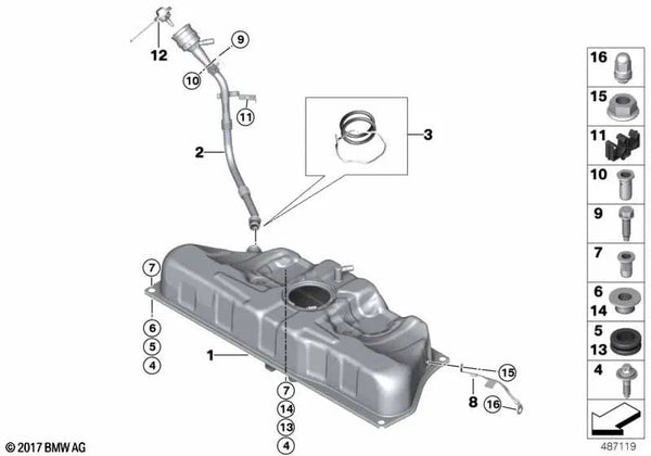 Cable de masa para BMW i, I12, I15 (OEM 16117391720). Original BMW.