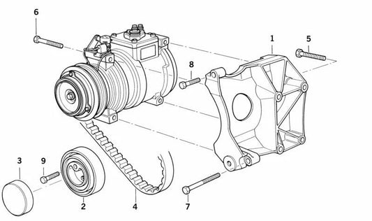 OEM -Klimaanlagen -Kompressorunterstützung 64551727376 für BMW E36, E34. Original BMW.