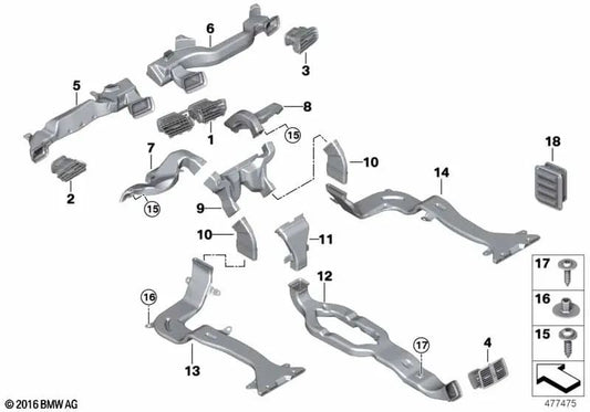 Linker Kaltluftkanal für BMW X1 F48, F49, X2 F39 (OEM 64229292191). Original BMW