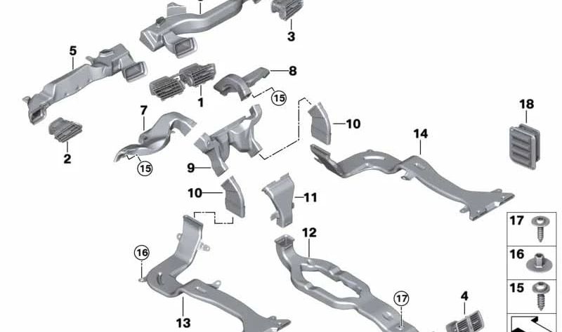 Rejilla de Aire Fresco para BMW Serie 1 F52, X1 F48, F49, X2 F39 (OEM 64229292742). Original BMW